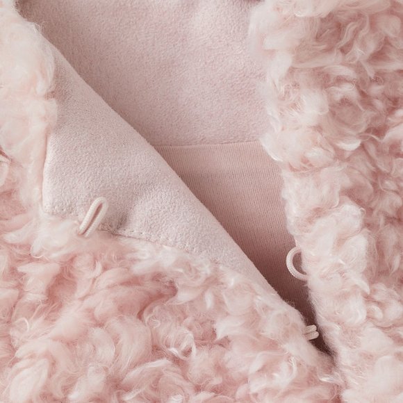 H&M PINK SHORT CROPPED FAUX FUR JACKET COAT MEDIUM - Picture 3 of 6